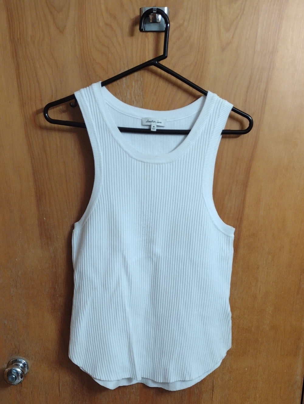 Another Love White Ribbed Tank Top Size M